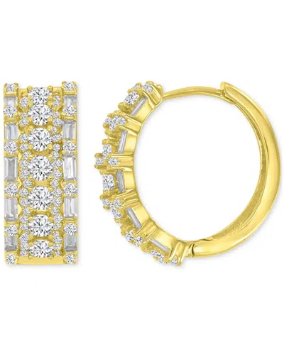 Macy's Oval Puffy Hoop Earrings In 14k Gold Over Sterling Silver