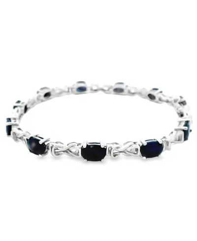 Macy's Oval Sapphire (11 Ct. T.w.) And Diamond Bracelet (0.005 Ct. T.w.) In Sterling Silver In Multi