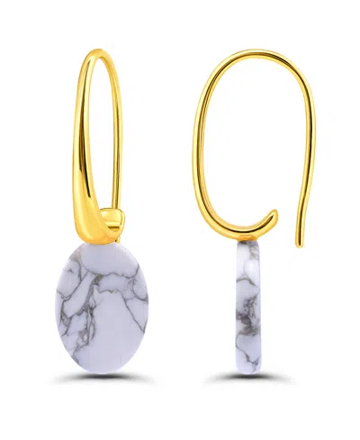 Macy's Oval Shape Drop On Hardwire Fishhook Closure Earrings In Gold,howlite