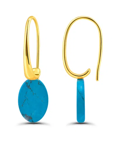 Macy's Oval Shape Drop On Hardwire Fishhook Closure Earrings In Gold,howlite Chrysocolla