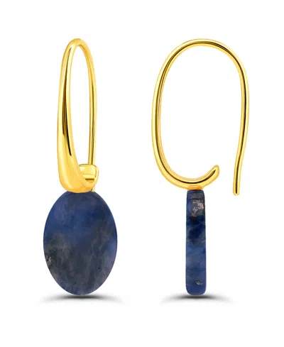 Macy's Oval Shape Drop On Hardwire Fishhook Closure Earrings In Gold,sodalite