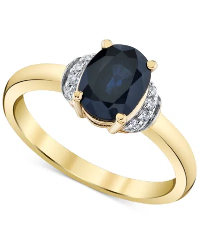 Macy's Oval Shape Sapphire Ring (1-5/8 Ct. T.w.) In 10k Yellow Gold In Blue