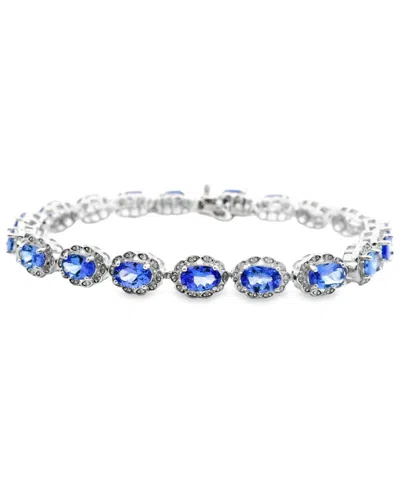 Macy's Oval Tanzanite (7.60 Ct. T.w.) And Diamond Bracelet (0.01 Ct. T.w.) In Sterling Silver