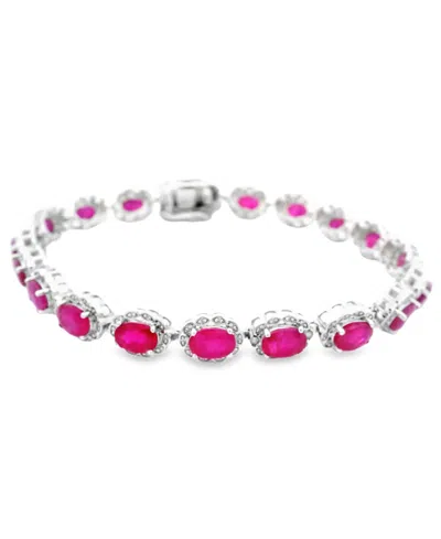 Macy's Oval Tanzanite (7.60 Ct. T.w.) And Diamond Bracelet (0.01 Ct. T.w.) In Sterling Silver In Pink