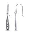 Macy's Oxidized Beaded Elongated Tear Drop Earrings In Silver