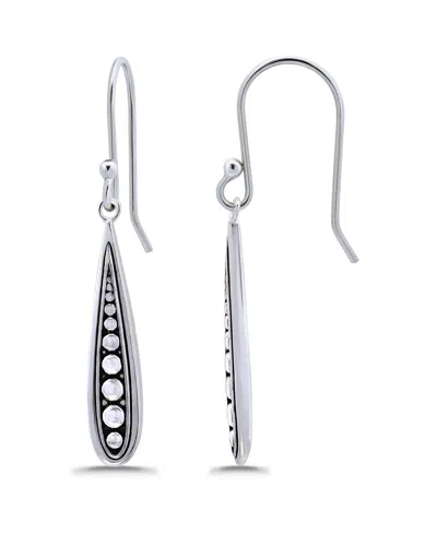 Macy's Oxidized Beaded Elongated Tear Drop Earrings In Silver