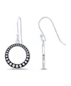 Macy's Oxidized Beaded Open Circle Fish-hook Earrings In Silver