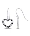 Macy's Oxidized Beaded Open-heart Fishhook Earrings In Silver