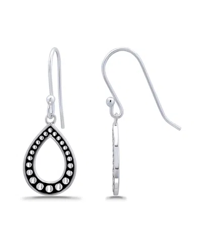 Macy's Oxidized Beaded Tear Drop Earrings In Silver