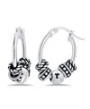 Macy's Oxidized Beads Oval Click Top Hoop Earrings In Silver