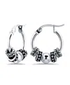 Macy's Oxidized Beads Round Click Top Hoop Earrings In Silver