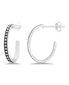 Macy's Oxidized Oval Half Hoop Earrings In Silver