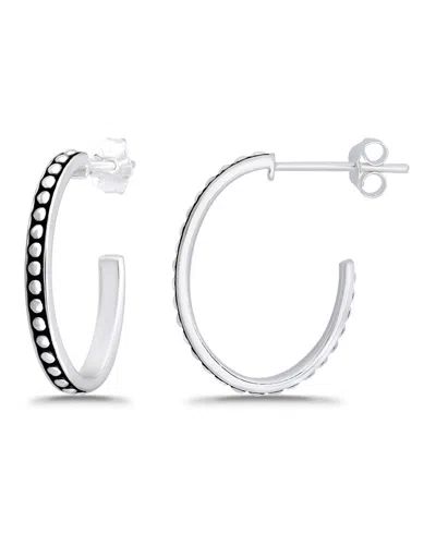 Macy's Oxidized Oval Half Hoop Earrings In Silver
