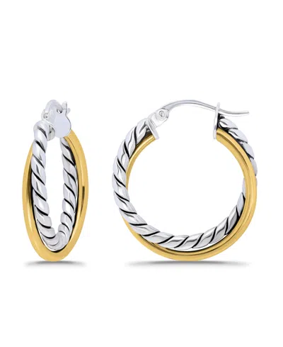 Macy's Oxidized Polish Tubing Click Top Hoop Earrings In Gold
