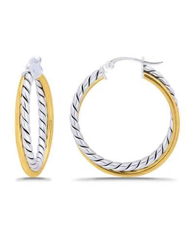 Macy's Oxidized Polish Tubing Click Top Hoop Earrings In Gold