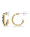 Macy's Oxidized Polish Tubing Post Hoop Earrings In Gold