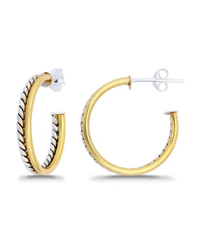 Macy's Oxidized Polish Tubing Post Hoop Earrings In Gold