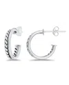 Macy's Oxidized Polish Tubing Post Hoop Earrings In Silver
