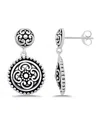 Macy's Oxidized Round Celtic Style Post Drop Earrings In Silver