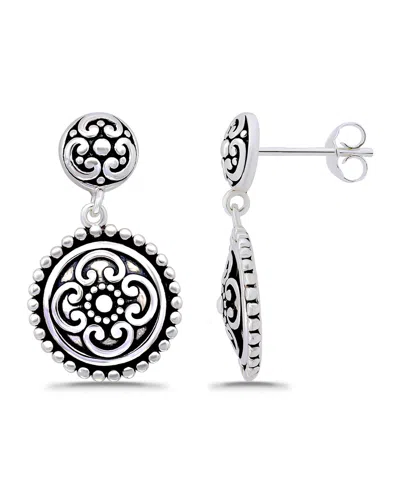 Macy's Oxidized Round Celtic Style Post Drop Earrings In Silver