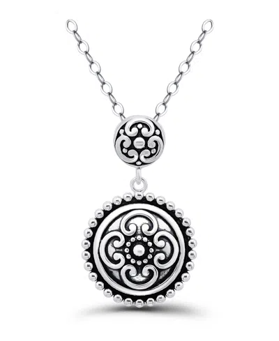 Macy's Oxidized Round Circle Celtic Style Pendant Necklace In Silver