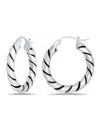 Macy's Oxidized Twist Click Top Hoop Earrings In Silver