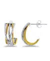 Macy's Oxidized Twist Polish J-hoop Post Earrings In Gold