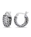 Macy's Oxidized X-cut Out Pattern Click Top Hoop Earrings In Silver