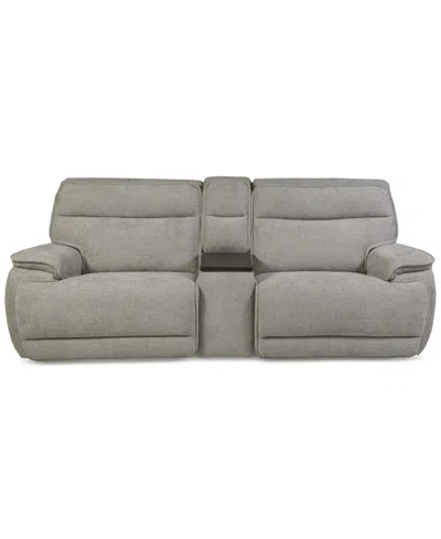 Macy's Ozryn 3-pc. Fabric Sofa With Console And 2 Power Motion Chairs, Exclusively At  In Green