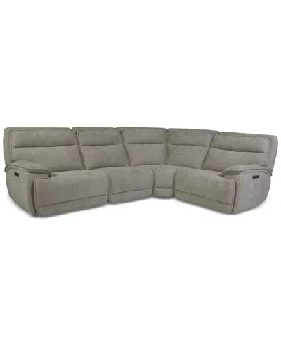 Macy's Ozryn 4-pc. Fabric Sectional With 2 Power Motion Chairs, Exclusively At  In Gray