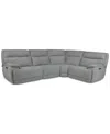 Macy's Ozryn 4-pc. Fabric Sectional With 2 Power Motion Chairs, Exclusively At  In Silver