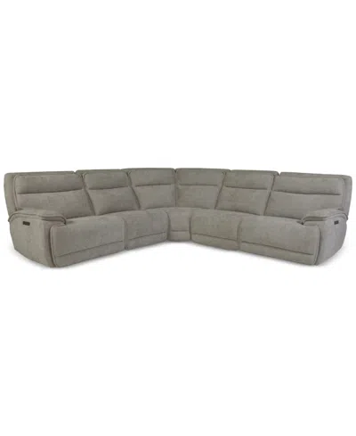 Macy's Ozryn 5-pc. Fabric Sectional With 2 Power Motion Chairs, Exclusively At  In Gray