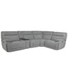 Macy's Ozryn 5-pc. Fabric Sectional With Console And 2 Power Motion Chairs, Exclusively At  In Silver