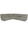 Macy's Ozryn 6-pc. Fabric Sectional With Console And 2 Power Motion Chairs, Exclusively At  In Gray