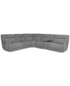 Macy's Ozryn 6-pc. Fabric Sectional With Console And 2 Power Motion Chairs, Exclusively At  In Silver
