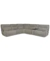 Macy's Ozryn 6-pc. Fabric Sectional With Console And 3 Power Motion Chairs, Exclusively At  In Gray