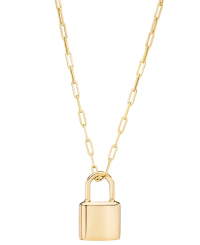 Macy's Padlock Paperclip 18" Pendant Necklace In 10k Gold