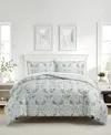 Macy's Painterly Damask Reversible Microfiber 3-piece Comforter Set In Green