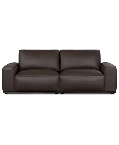 Macy's Paitlyn 2-piece Leather Sofa In Brown