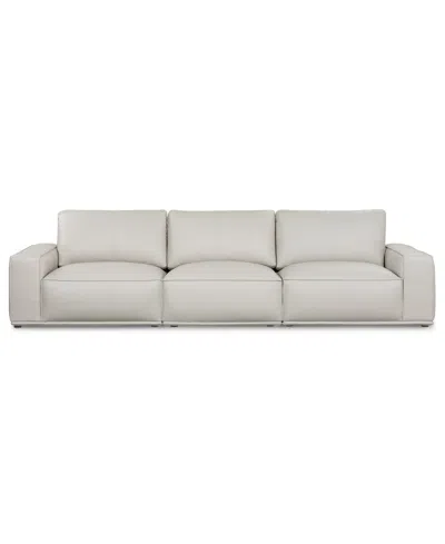 Macy's Paitlyn 3-piece Leather Sofa In Brown