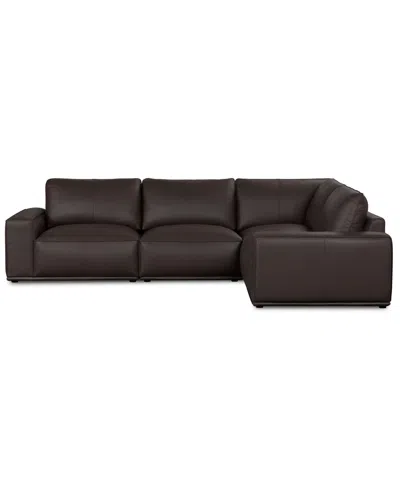 Macy's Paitlyn 4-piece Leather Sectional In Brown