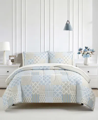 Macy's Patchwork Reversible 3-pc. Comforter Sets In Blue