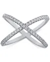 Macy's Pave Criss Cross Band Ring In Sterling Silver