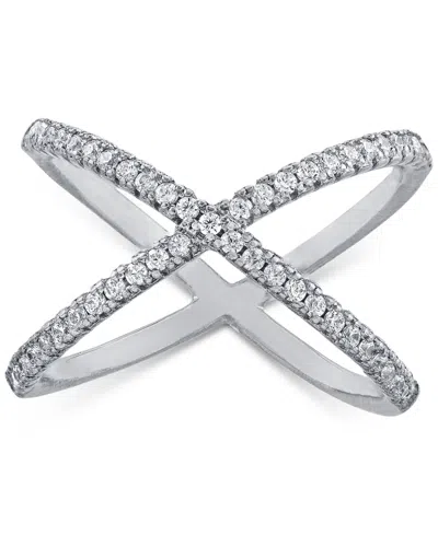 Macy's Pave Criss Cross Band Ring In Sterling Silver