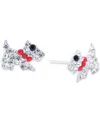 Macy's Pave Crystal Doggie Stud Earrings In Sterling Silver In Silver