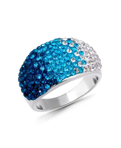 Macy's Pave Crystal Fine Silver-plated Over Brass Blue Ombre Coloration Dome Shaped Ring