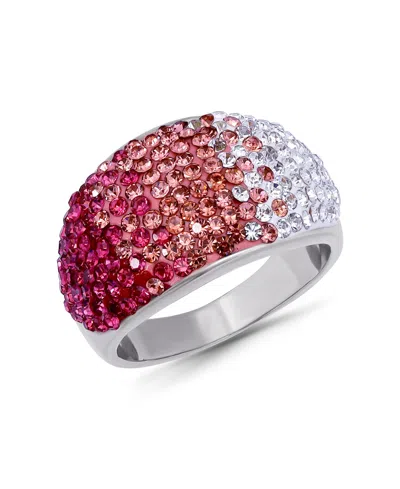 Macy's Pave Crystal Fine Silver-plated Over Brass Pink Ombre Coloration Dome Shaped Ring In Burgundy