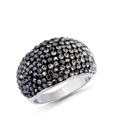 Macy's Pave Crystal Fine Silver-plated Over Brass Silver-gray Ombre Coloration Dome Shaped Ring In Black