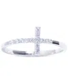 Macy's Pave Crystal Thin Cross Ring In Sterling Silver In White