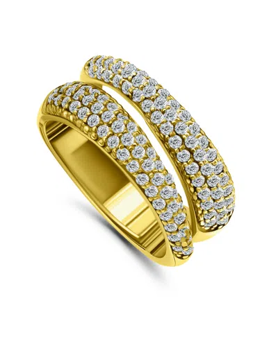 Macy's Pave Cubic Zirconia Band Ring In Silver Plate In Gold